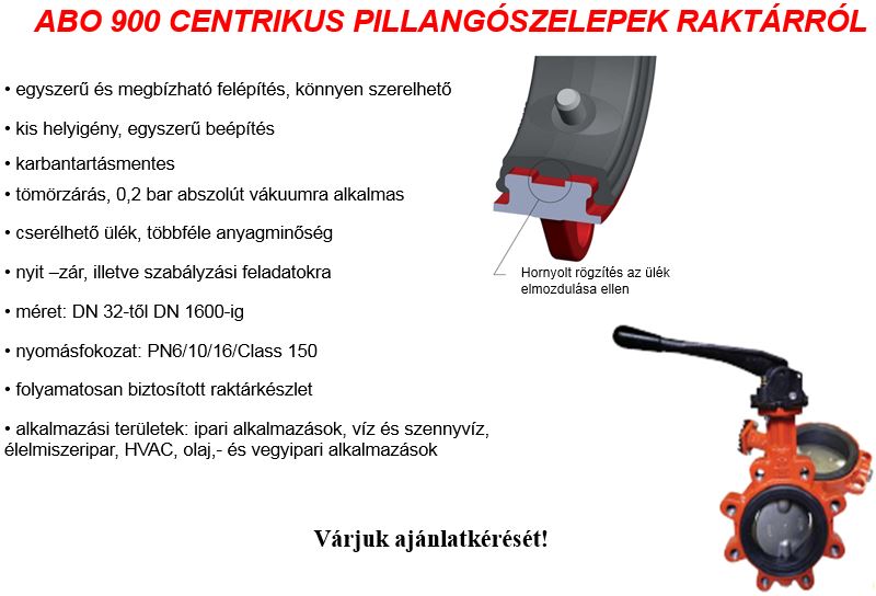 ABO 900 centrikus pillangószelep
