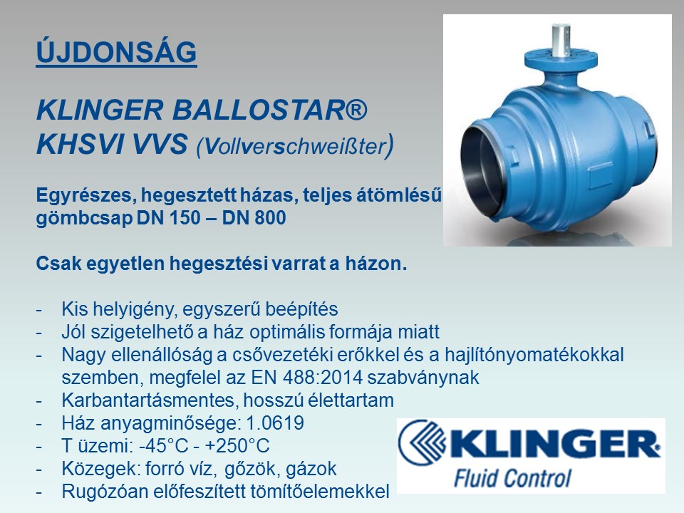 KLINGER BALLOSTAR KHSVI VVS gömbcsap